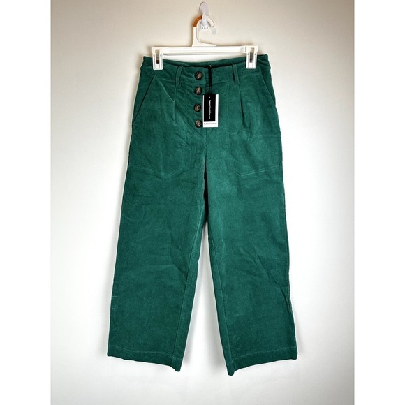 NWT Saint Geraldine Green Corduroy Cropped Pant size SML